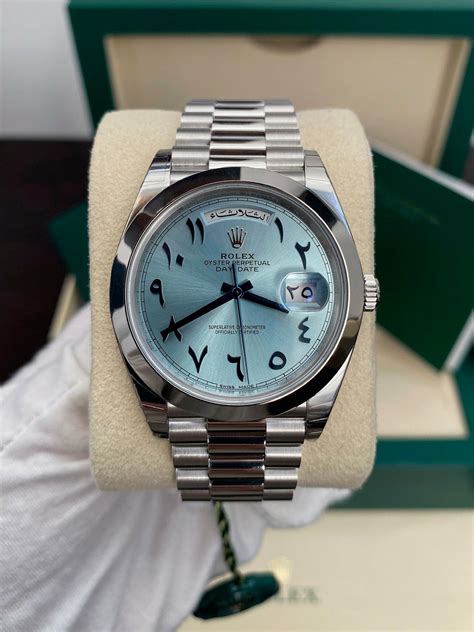 rolex day-date arabic numerals|Rolex Day-Date platinum 40mm.